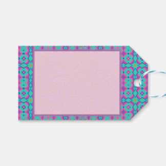 Vibrant rektangulär design för Rosa i blå bakgrund Presentetikett