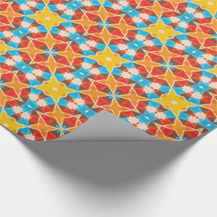 Vibrant Retro 3D Block Färg Kaleidoscope Mönster Presentpapper