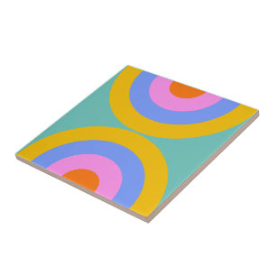 Vibrant Retro Boho Circles Kakelplatta