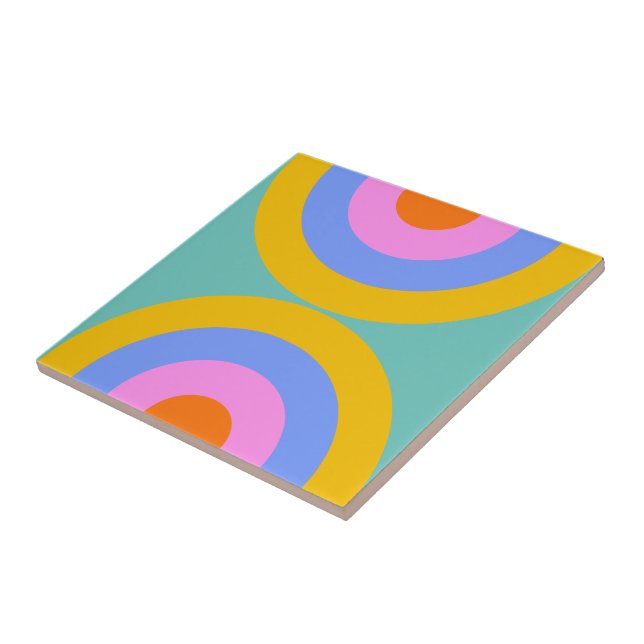 Vibrant Retro Boho Circles Kakelplatta (Sidan)