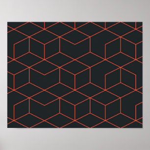Vibrant, retro, enkel, coola, trendig kub mönster poster