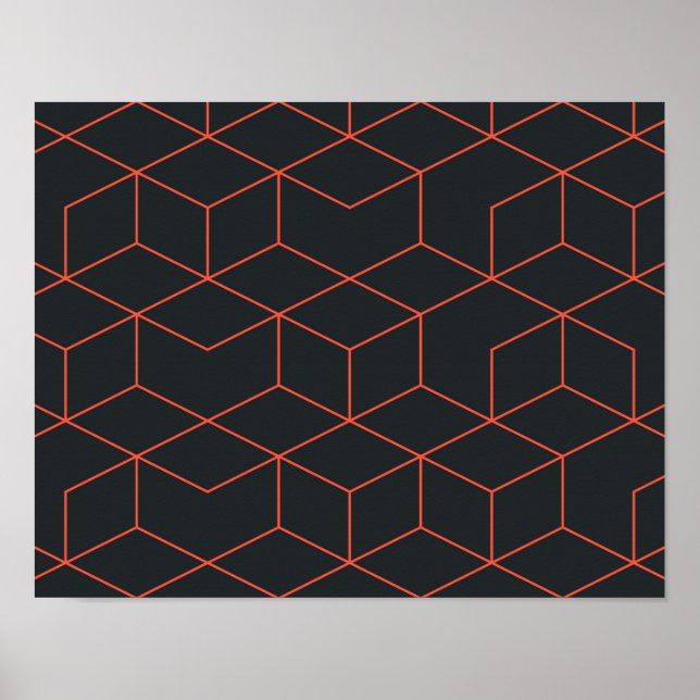 Vibrant, retro, enkel, coola, trendig kub mönster poster (Framsidan)