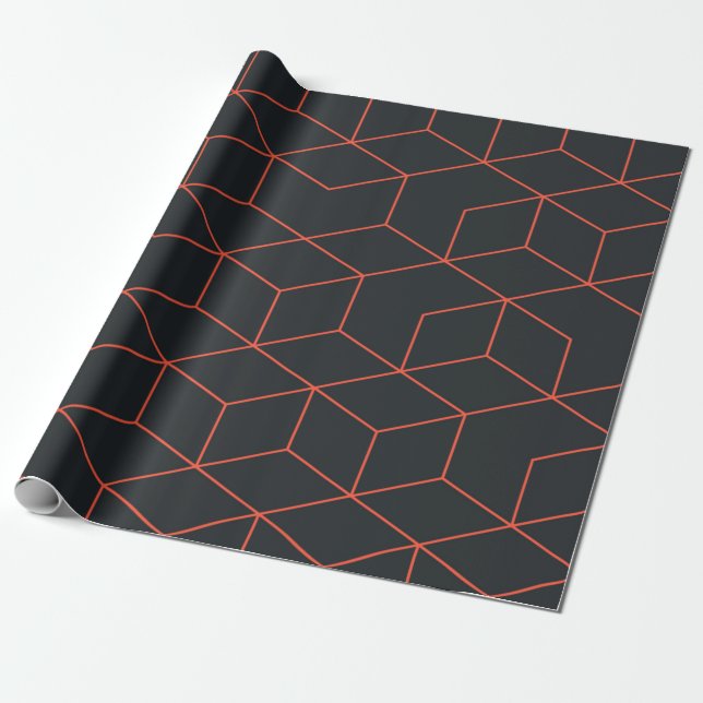 Vibrant, retro, enkel, coola, trendig kub mönster presentpapper (Utrullad)