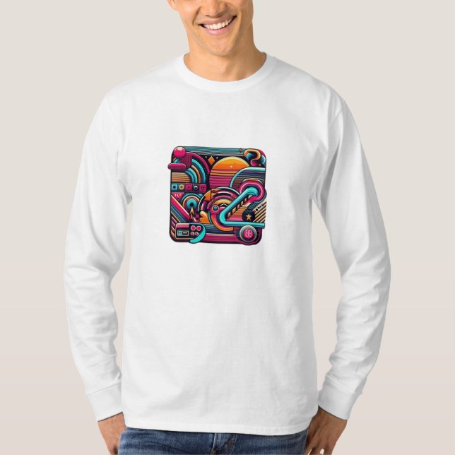 ’Vibrant Retro Neon Geometric’ T Shirt (Framsida)