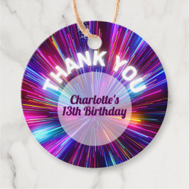 Vibrant Retro Neon Glowing Rosa Lila Tack Gåvor Etiketter