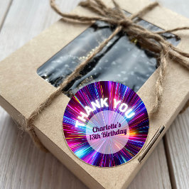 Vibrant Retro Neon Glowing Rosa Lila Tack Runt Klistermärke