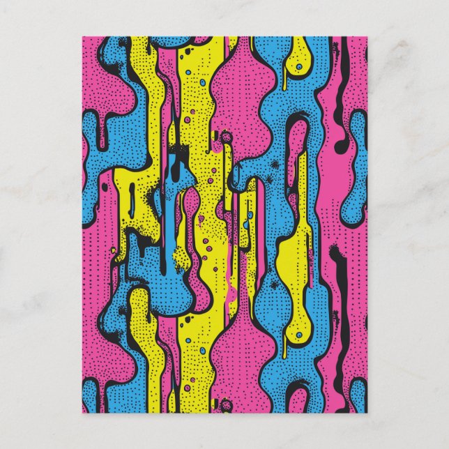 "Vibrant Retro Pop Art Drift Mönster Vykort (Framsida)