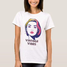 Vibrant Retro Pop Art Woman Porträtt T Shirt