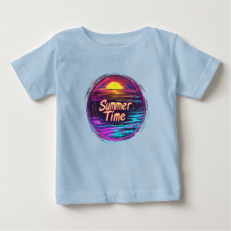 Vibrant Retro "Summer Time" Sunset T-Shirt