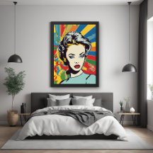Vibrant Retro Woman Pop Art Porträtt