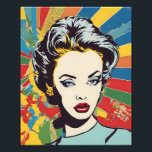 Vibrant Retro Woman Pop Porträtt Art Fototryck<br><div class="desc">Den här öga-fångande teckningen är ett levande exempel på modern popkonst, som blandar retroestetik med djärva, contemporary färg-program. Den AI-genererade fotoutskriften har en slående porträtt av en kvinna, som påminner om klassisk popkonst på 1960-talet, som ställs in mot en bakgrund av energisnåla, flerfärgade strålar. De intensiva nyheterna och det rena...</div>