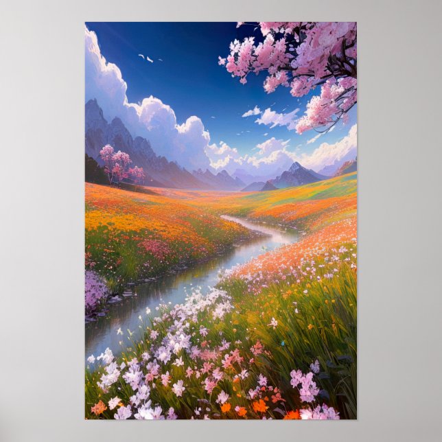 Vibrant Reverie: Blommor i Harmony Poster (Framsidan)