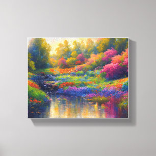 Vibrant Riverbank Paradise Canvastryck