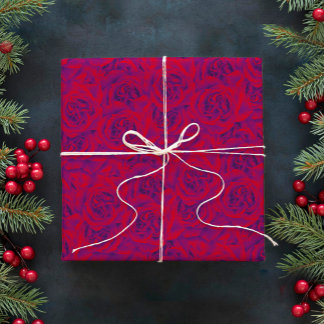 Vibrant Ro Flowers Mönster Blommigt Lila Red Presentpapper