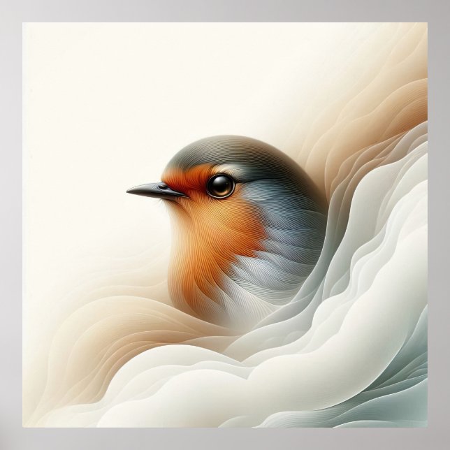 Vibrant Robin Bird Art Nature Illustration Poster (Framsidan)