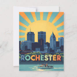 Vibrant Rochester skyline vid sunset Vykort