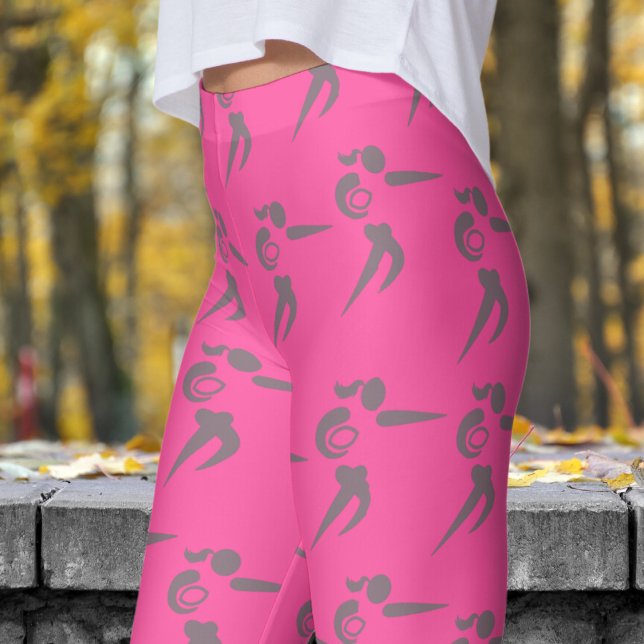 Vibrant Röd ros Womens Rugby Mönster Leggings (Womens Rugby on Brilliant Red Rose Leggings)