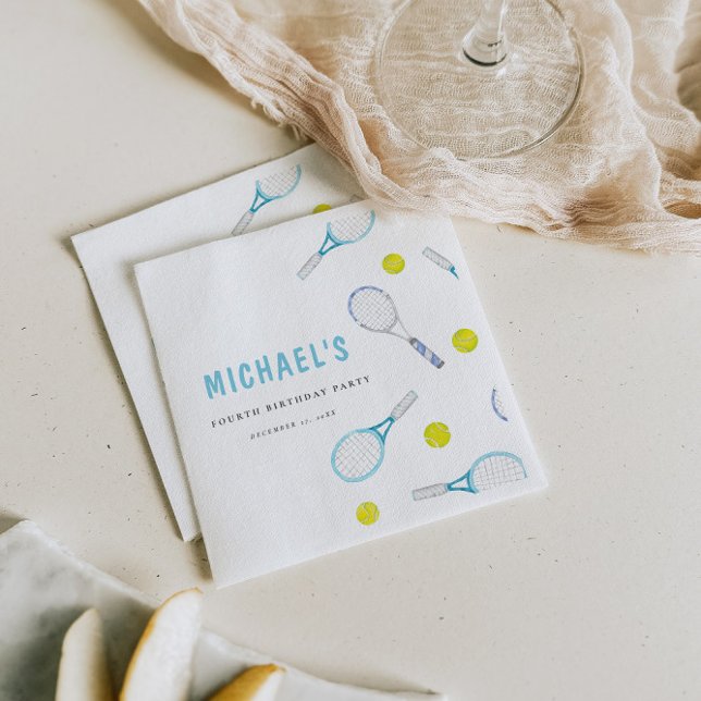 Vibrant Roligt Tennis Birthday Pappersservett (Skapare uppladdad)