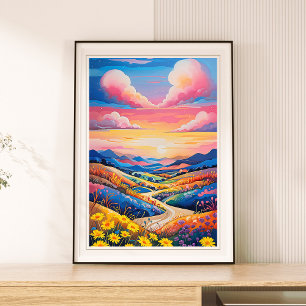 Vibrant Rollant Backe Solrosfärgsfärg Poster