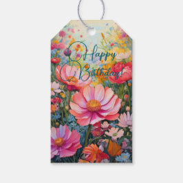 Vibrant Romantic Blommigt Garden Birthday Presentetikett