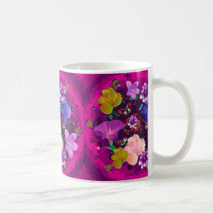 Vibrant Rosa Abstrakt Blommigt Mugg