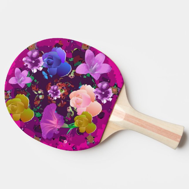 Vibrant Rosa Abstrakt Blommigt Ping Pong Paddle Pingisracket (Sidan)