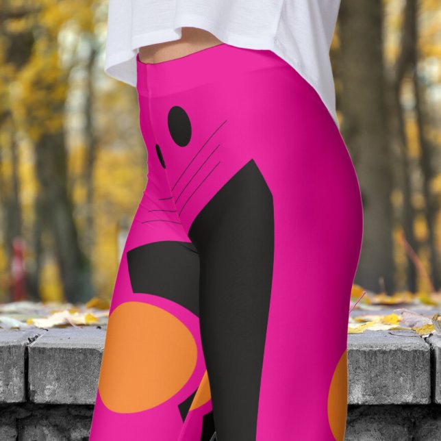 Vibrant Rosa Abstrakt Mönster Leggings (Abstract on Hot Pink)