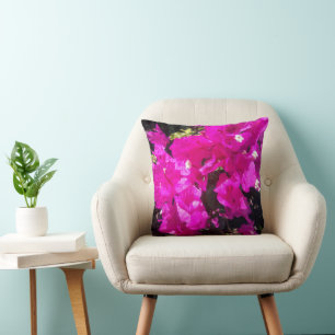 Vibrant Rosa Blommigt Kudde