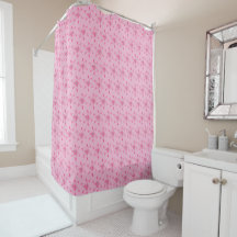 Vibrant Rosa Blommigt Shower Curtain