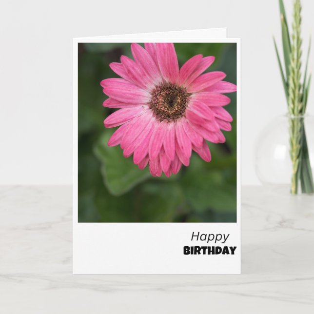 Vibrant Rosa Bloom Birthday Card Tack Kort (Framsida)