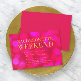 Vibrant Rosa Bokeh Ljus Bachelorette Helg Inbjudningar