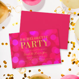 Vibrant Rosa Bokeh Ljus Bachelorette Party Inbjudningar