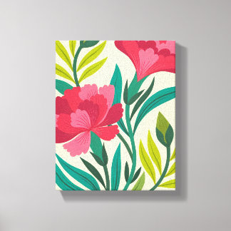 Vibrant Rosa Carnations och Foliage Art Canvastryck