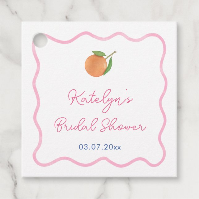 Vibrant Rosa Cobalt Blue Citrus Möhippa Gåvor Etiketter (Framsida)