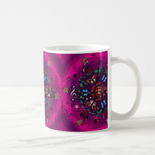 Vibrant Rosa Colorful Abstrakt Flowers & Music Mug Kaffemugg