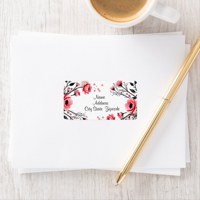 Vibrant Rosa Flowers Adressetikett (Beautiful Vibrant Pink Flowers 
Address Label!)