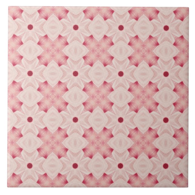 Vibrant Rosa Geometric Mediteranean Inspired Kakelplatta (Framsidan)