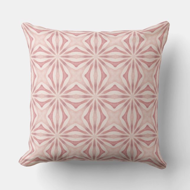 Vibrant Rosa Geometric Mediteranean Inspired Kudde (Framsida)
