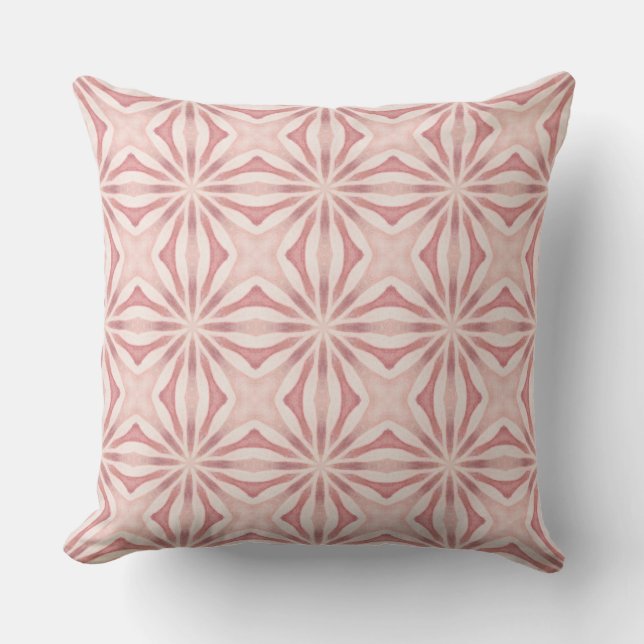 Vibrant Rosa Geometric Mediteranean Inspired Kudde (Framsida)