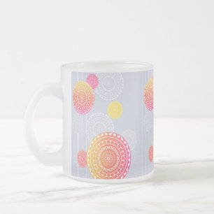 Vibrant Rosa Gult Random Mandala Frostad Glasmugg