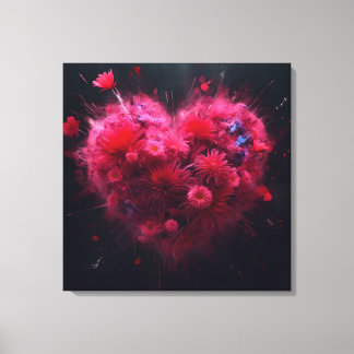 Vibrant Rosa Heart Burst Canvastryck