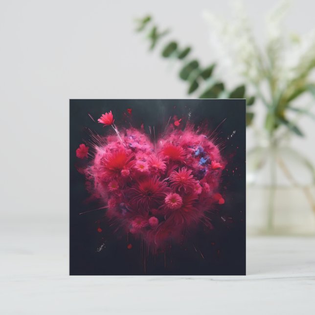 Vibrant Rosa Heart Burst Inbjudningar (Stående Fram)
