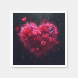 Vibrant Rosa Heart Burst Pappersservett