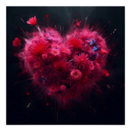 Vibrant Rosa Heart Burst Perfect Poster
