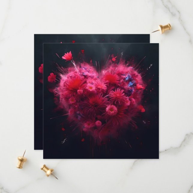 Vibrant Rosa Heart Burst Spara Datumet (Fram/Back In Situ)