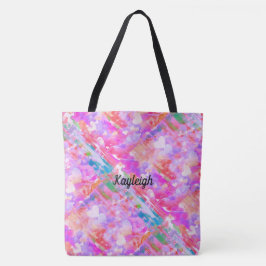 Vibrant Rosa Hearted Abstrakt Tote Tygkasse