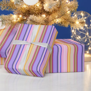 Vibrant rosa mauve Citon stripe Wrapped Papper Presentpapper