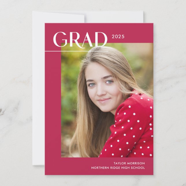 Vibrant Rosa Modern 1-Photo 2025-Studentfest Inbjudningar (Framsida)