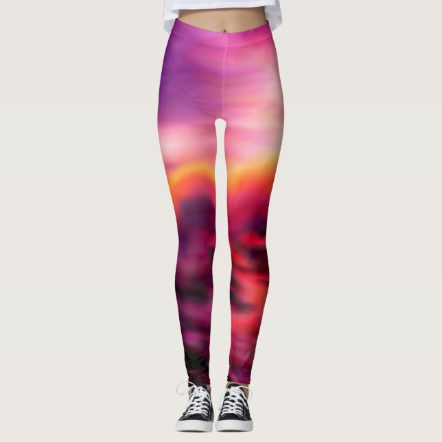 Vibrant Rosa Ocean Sunrise Modern Abstrakt Leggings (Framsida)