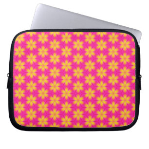 Vibrant Rosa och Gult Blommigt Abstrakt Mönster Laptop Sleeve